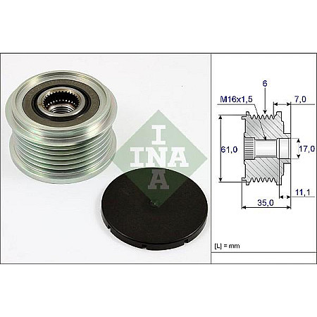 Sistem roata libera. generator Rulita alternator IVECO DAILY III DAILY IV DAILY V FIAT DUCATO UAZ PATRIOT VW PASS FIAT DUCATO (244_), Van, 04.2002 - INA 535 0022 10