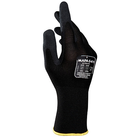 Protectia mainilor Protective gloves protective gloves MAPA 541 sand-blasted nitrile size: 10 12 pairs colour: neagra durability: CAT II EN 388 4121A EN 407 X1XXXX EN 420:2003+A1:2009 how to use: reusable MAPA MAPA 541/10