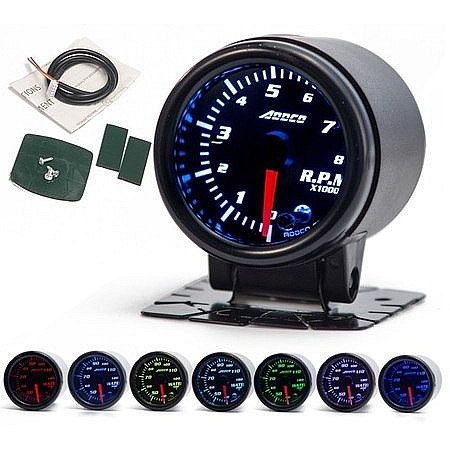 Turometru Rev counter 52mm disc colour neagra backlight colour white glass transparent SPEEDMAX DP-ZE-255