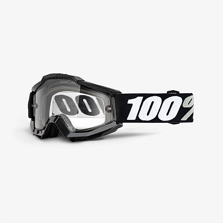 Ochelari de soare si protectie Off-road motorcycle goggles 100% ACCURI ENDURO Tornado colour neagra/white sponge layers triple windshield double transparent 100% 50202-059-02
