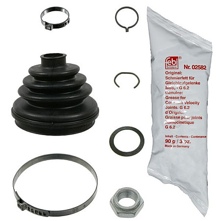 Ansamblu burduf, articulatie planetara Burduf cauciuc cap planetara exterior fi: 22/84 lungime83 set AUDI 80 B2 90 B2 COUPE B2 SEAT CORDOBA IBIZA II TOLEDO I VW CORRADO GOLF I GOLF II 1.6-2.3 01.81-09.02 FEBI FE08301