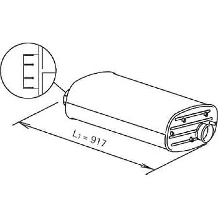 Amortizor zgomot mijloc/spate Toba esapament Spate RVI KERAX dCi11-270-MIDR06.23.56B/41 06.97- DINEX DIN64378