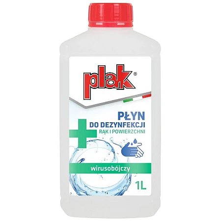 Dezinfectant, preparat germicid Desinfectant 1 l destinat pentru: pt maini/suprafete aplicatie: bactericid biocid dezinfectare virucid contine alcool aprobat de Ministerul Sanatatii PARYS PLAK 1L