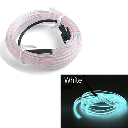 Fir Neon Auto &quot;EL Wire&quot; culoare Alba, lungime 2M, alimentare 12V, droser inclus